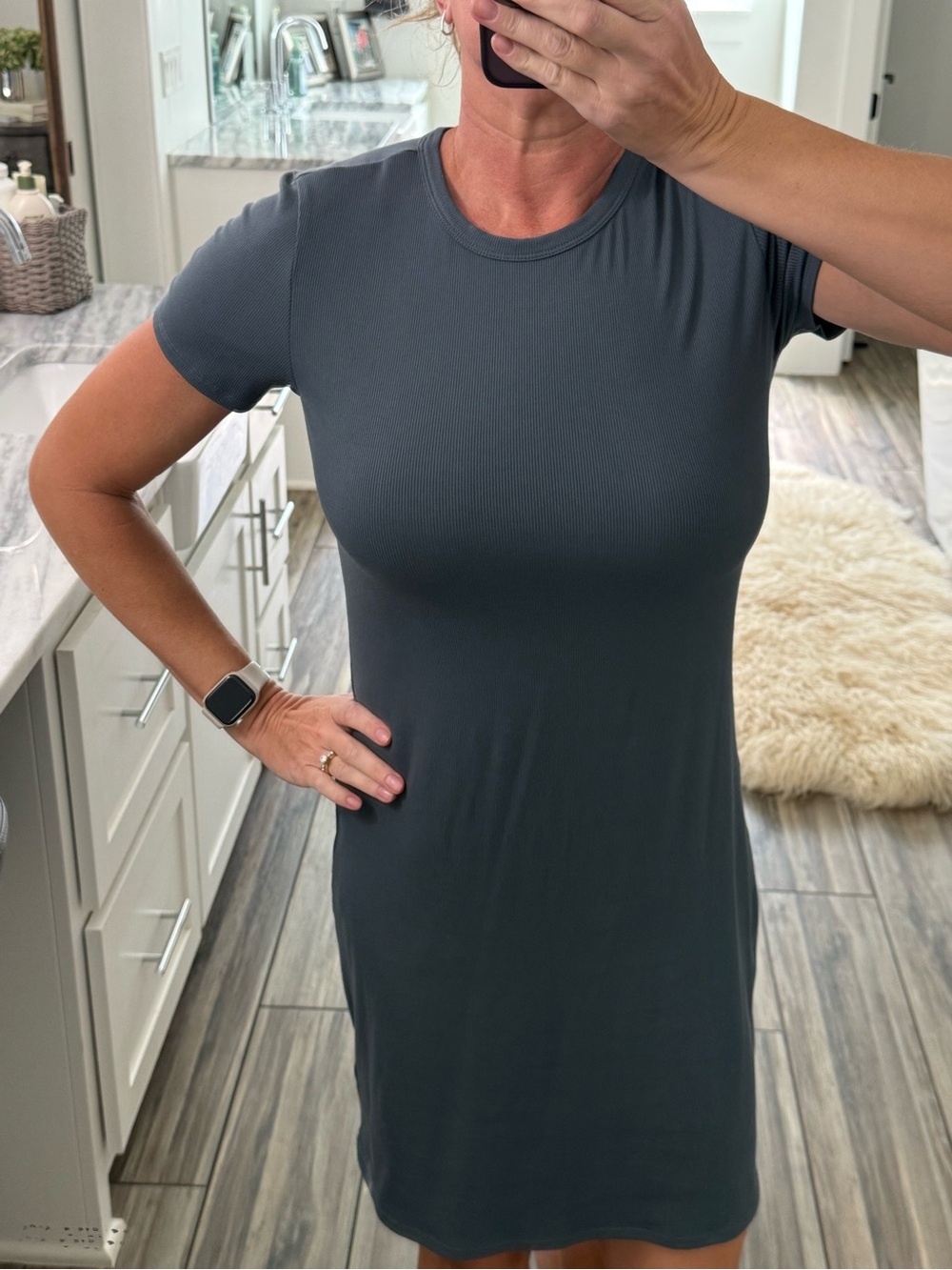 Women's ribbed short-sleeve tee dress (Athleta)